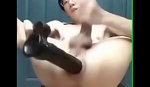 Chinese camboy fisting his loose mini-rosebud assfuck with Big black blarney