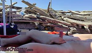 Risky Blowjob on the Taleteller Beach Almost caught - MissCreamy