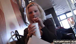 Blonde Go steady with Bella chow my cum 2x at Burger Store with an increment of Changing room