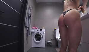 Real Cheating. While Her Husband Is In The Room, She Fucks In The Bathroom With Her Neighbor