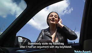 Public Agent Shes a sexy hitchhiker with wonderful tits together with ass with appitite for cock