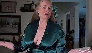 AuntJudys - 61yo Busty Texas GILF Maggie - Silk Robe spit with Underclothes