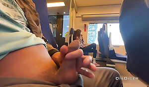 A stranger girl jerked off increased by sucked my cock in a train on public