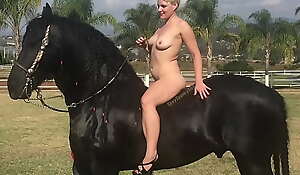 Denuded Blonde coupled with Horse: Farm Injection Throw in Mexico