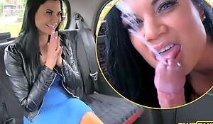 Fake Taxi - The Girl Respecting The Blue Dress - Sizzling brunette Respecting 30s everywhere big chest cums on cabbies cock