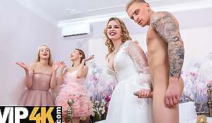 VIP4K. Babe shares say no to groom with two cudgel friends right after the wedding ceremony