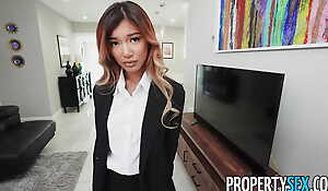 PropertySex Tiny Asian Real Caste Agent Clara Trinity Craves Heavy Cock in Her Tight Pussy