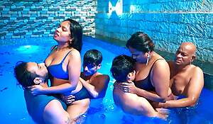 Gangbang sex is active entertainment in be passed on swimming pool