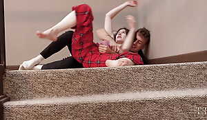 Step Sister Teases Step Brother and Gets More Than She Bargained Be expeditious for on the Stairs