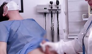 Arab female doctor CFNM examination of the penis of a young covering