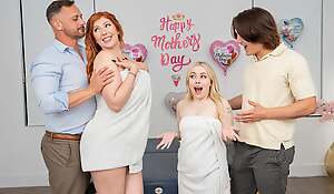 Hot massage for MILF Lauren Phillips and cutie Haley Spades turned into rough Mother's Day foursome