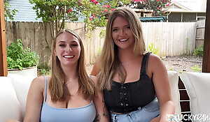 Big On the up Tit Blondes Angel Youngs and Angie Faith Share Lucky Cock