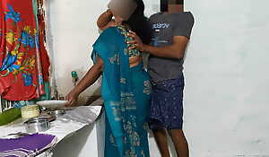 Aunty was cleaning the dishes in the kitchen wearing a saree added to I went behind the brush added to tied the brush up added to had sex with her.