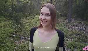 Crestfallen nymphomaniac in the forest made me cum in her mouth