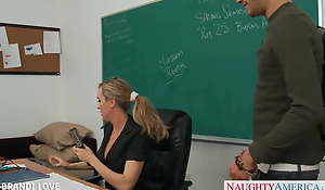 Blonde teacher Brandi Dote on riding cock in classroom