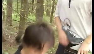 Mom takes sons friend into the woods for a fuck