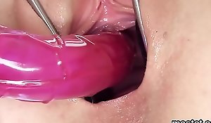 Naff czech kitten stretches her yummy slit to the interior