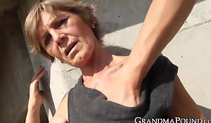 Lusty grandma teased overwrought younger guy before giving blowjob