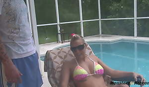 Hot Blonde Sucks Dick By the Pool