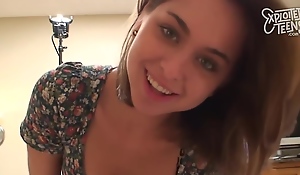 Adorable teen brunette, Riley Reid got fucked in a POV style and even got a facial