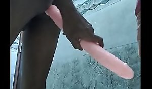 Huge dildo close to the ass shagging with 9 inch n double head long dildo