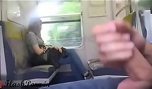 Bloke masturbates plus flashes girl in train