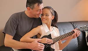 OLD4K. Old especially bettor plays guitar for teen babe then he fucks her