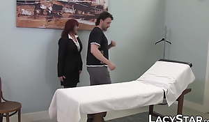 GILF doctor Lacey Starr in doggystyle trilogy sex beside patient
