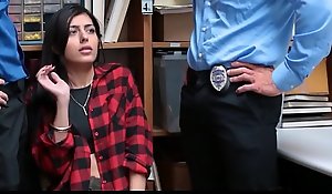 Hot Teenage Caught Shoplifting Fucked Wide of Two Officers