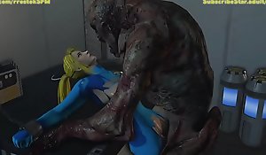 Samus Aran directed and fucked by multiple Hateful Creatures Stomach Bulge 3D