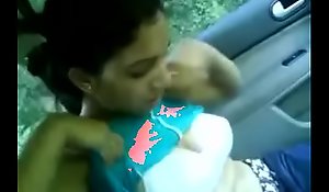 Indian join in matrimony in like manner boobs in car