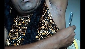 Indian girl erosion asleep armpits hair by straight razor..AVI