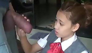 Asian schoolgirl opens close by regarding suck telling flannel