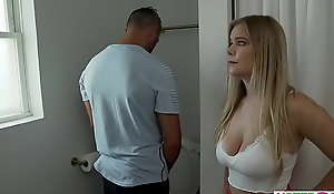 Big natural tits stepsister Percy Sires desires the brush stepbrother clean
