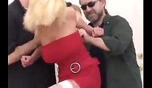 Blonde In Red Dress Tied Up Hard And Fucked