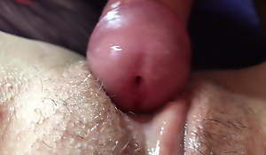 He rubs my clit with his cock and cums in my pussy