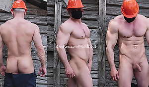 Muscle construction worker gushes his big dick behind the barn OnlyFans/WorldStudZ