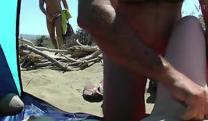 Public Beach Lovemaking in Spain - Everyone can finger and fuck me putter about