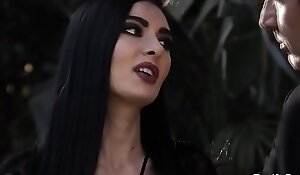 Goth girl Marley Brinx fucked in someone's skin lead funeral
